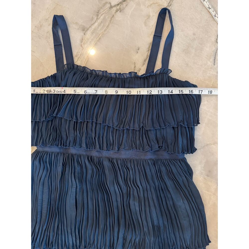 Cinq À Sept Elaine Dress Sz 6 NWT Sleeveless Navy Blue Tiered Pleated Midi Dress - Picture 14 of 16